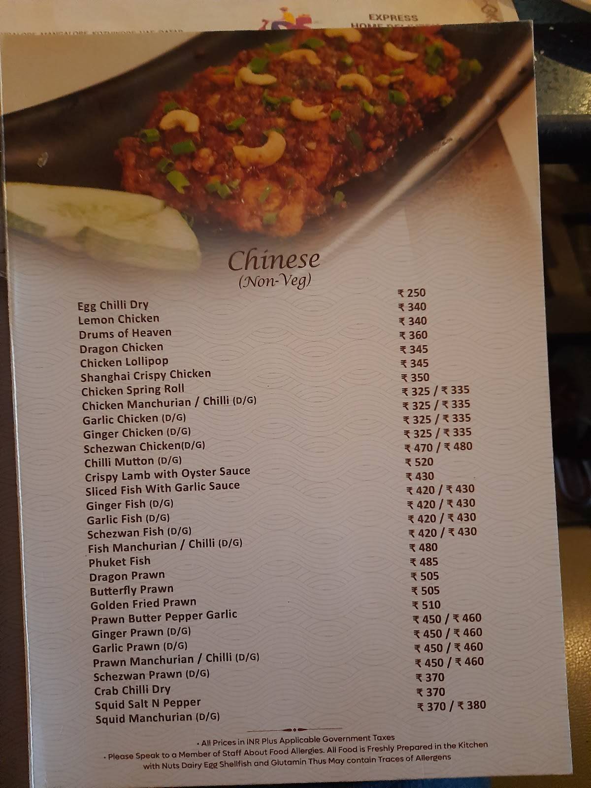 Savoury SeaShell Restaurant - Velachery menu