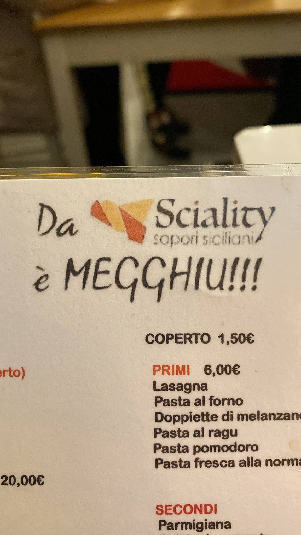 Menu di Sciality - Sapori Siciliani 