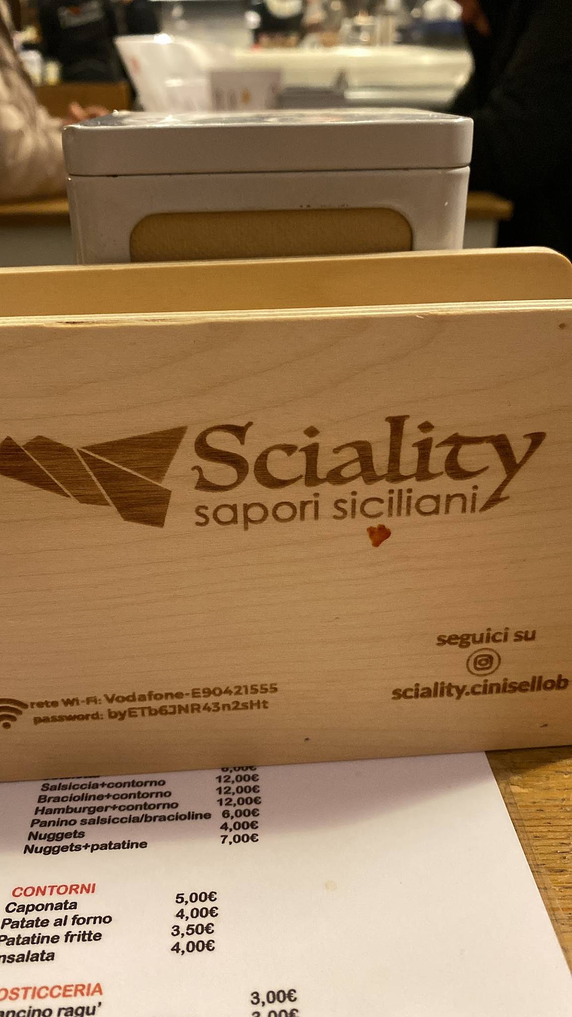 Menu di Sciality - Sapori Siciliani 