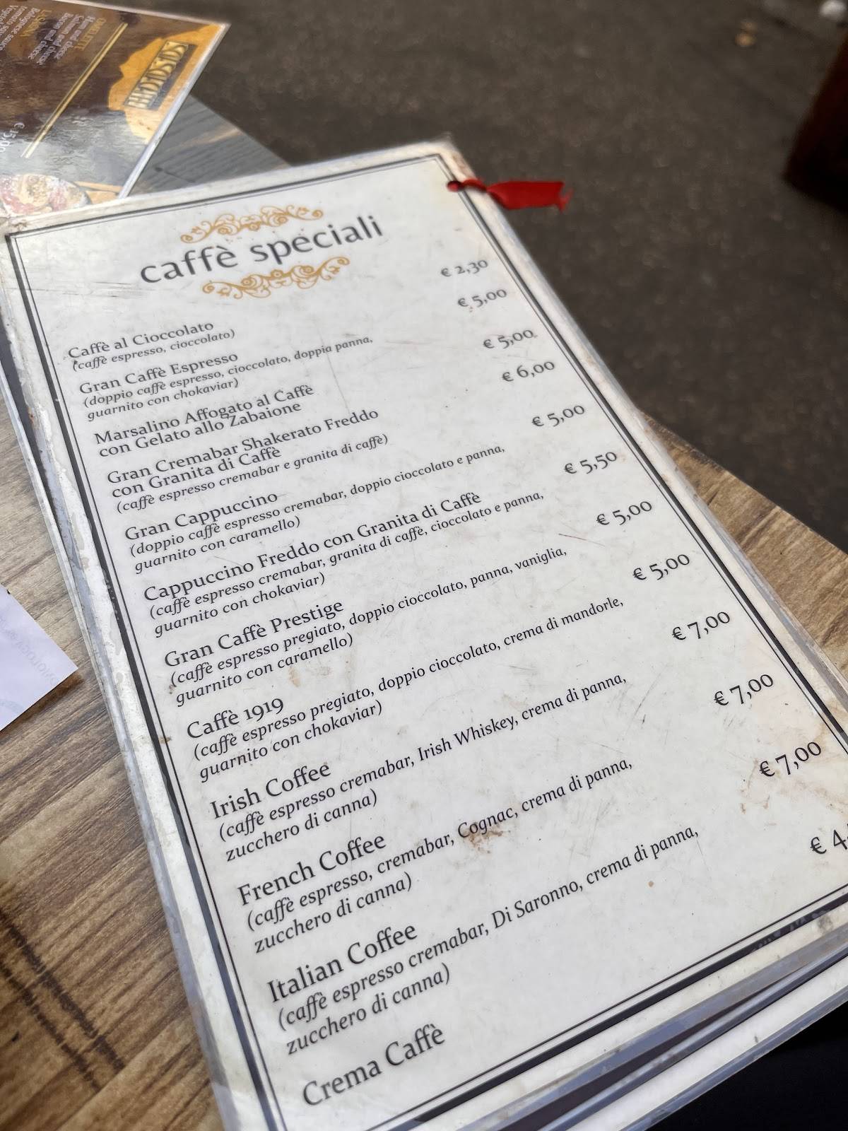 Menu di Sciascia Caffè 1919 