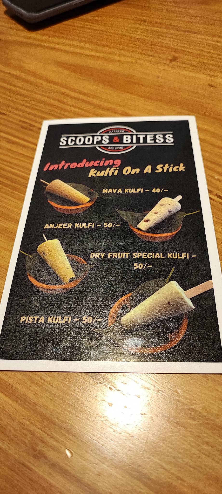 Scoops & Bitess menu