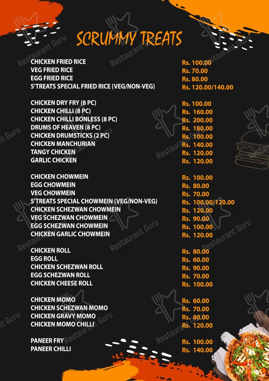 Check out the menu for Scrummy Treats