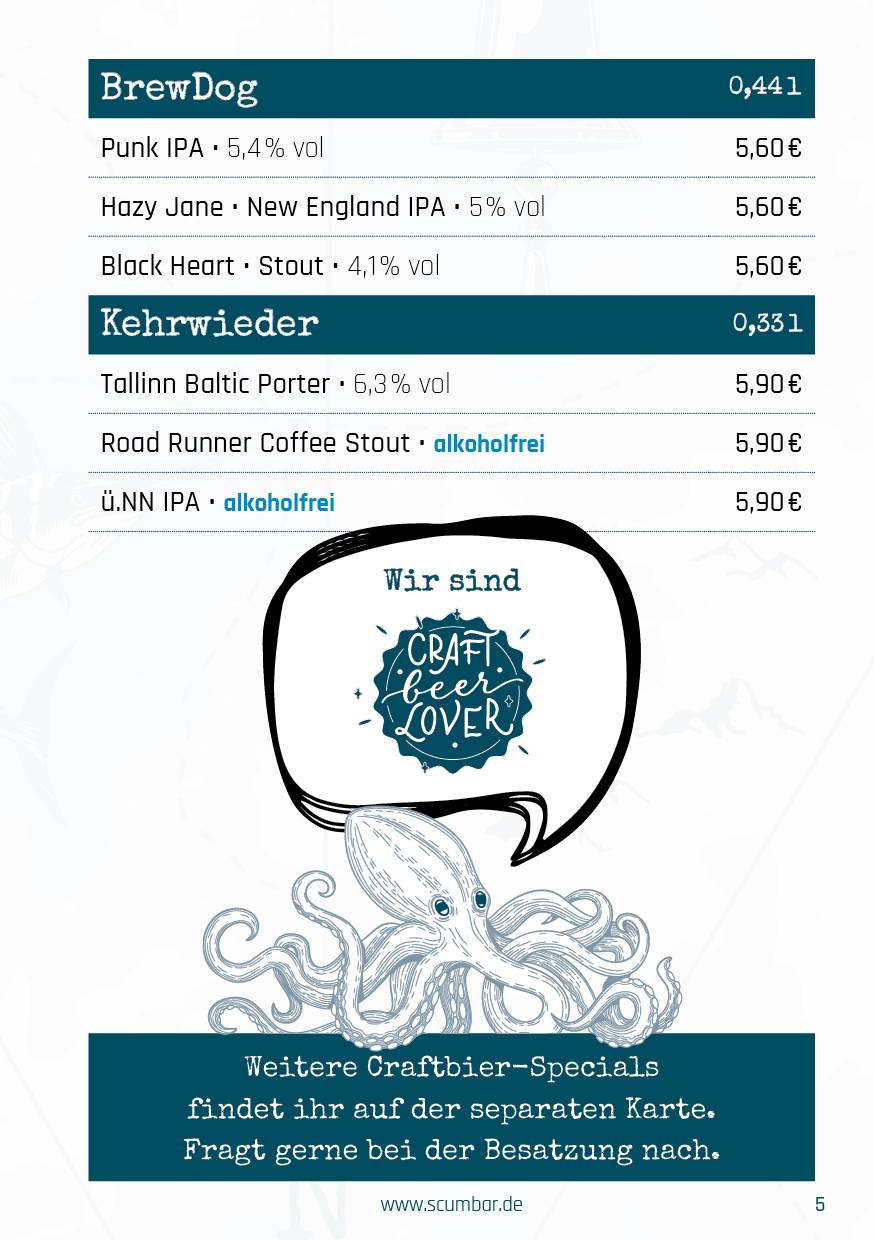 Menu de Scum Bar