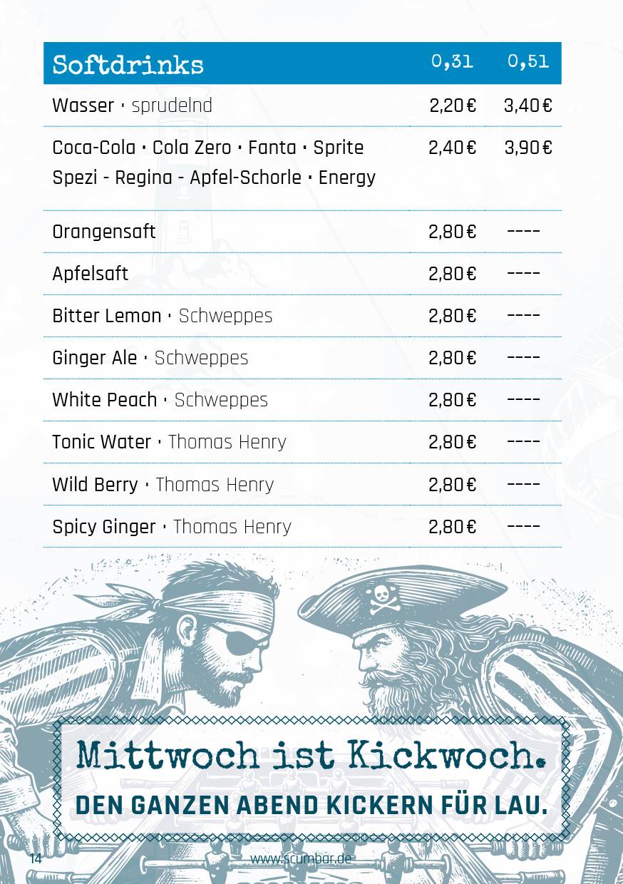 Menu de Scum Bar
