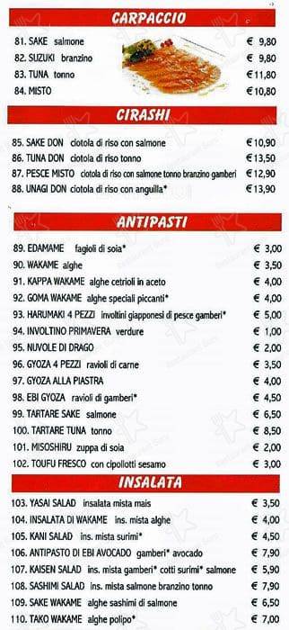 Menu di Sengyo Sushi 