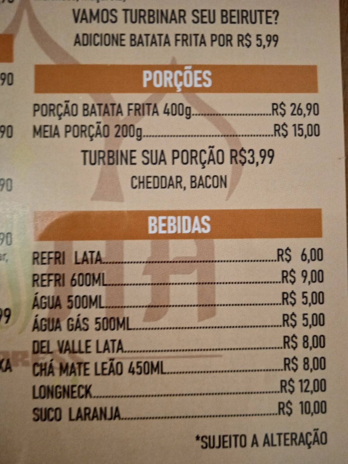 Sfiha Express cardápio
