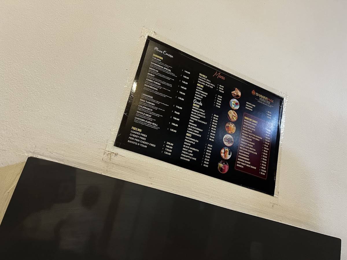 Shawarmax Edappal menu