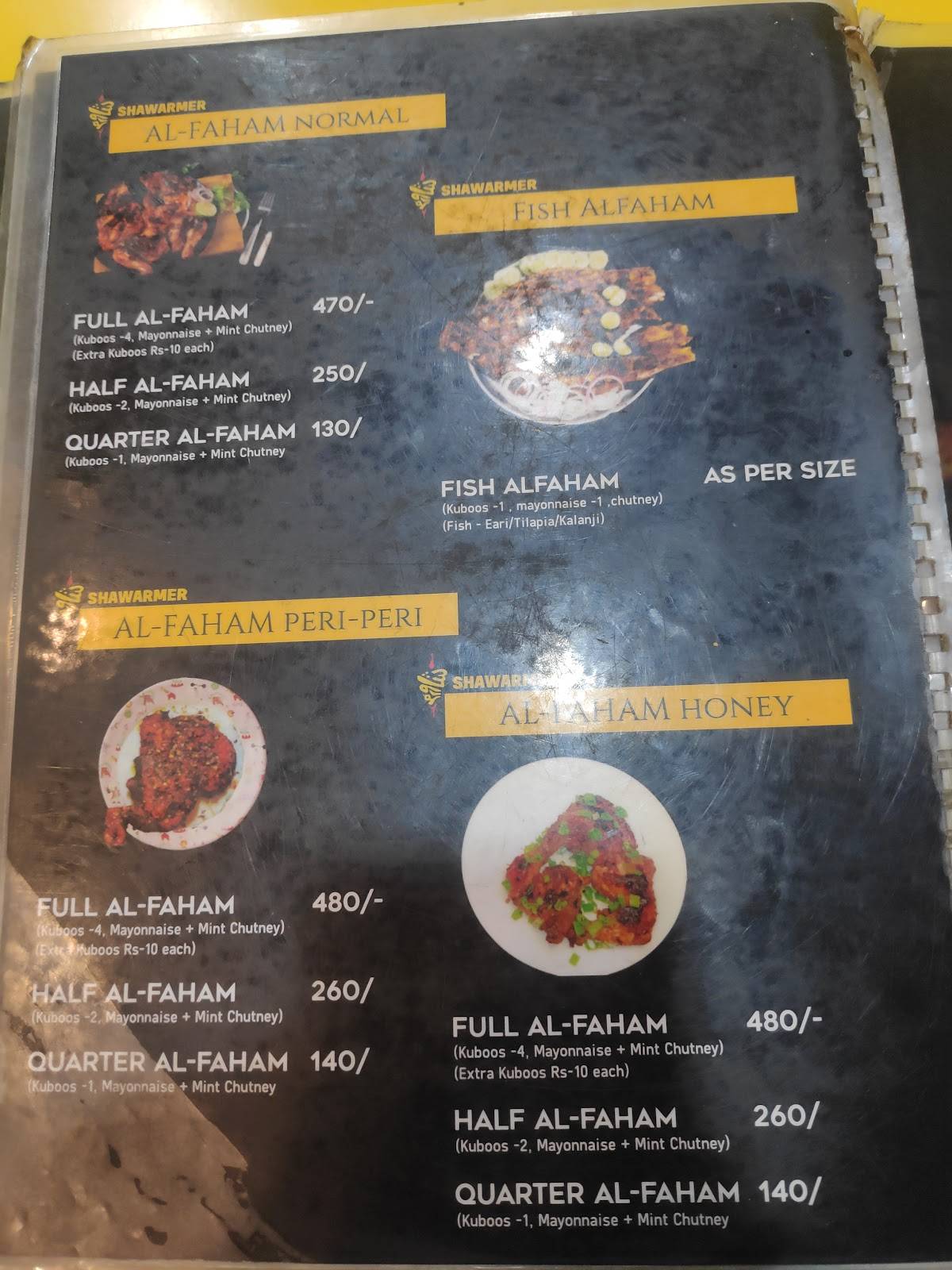 Shawarmer menu