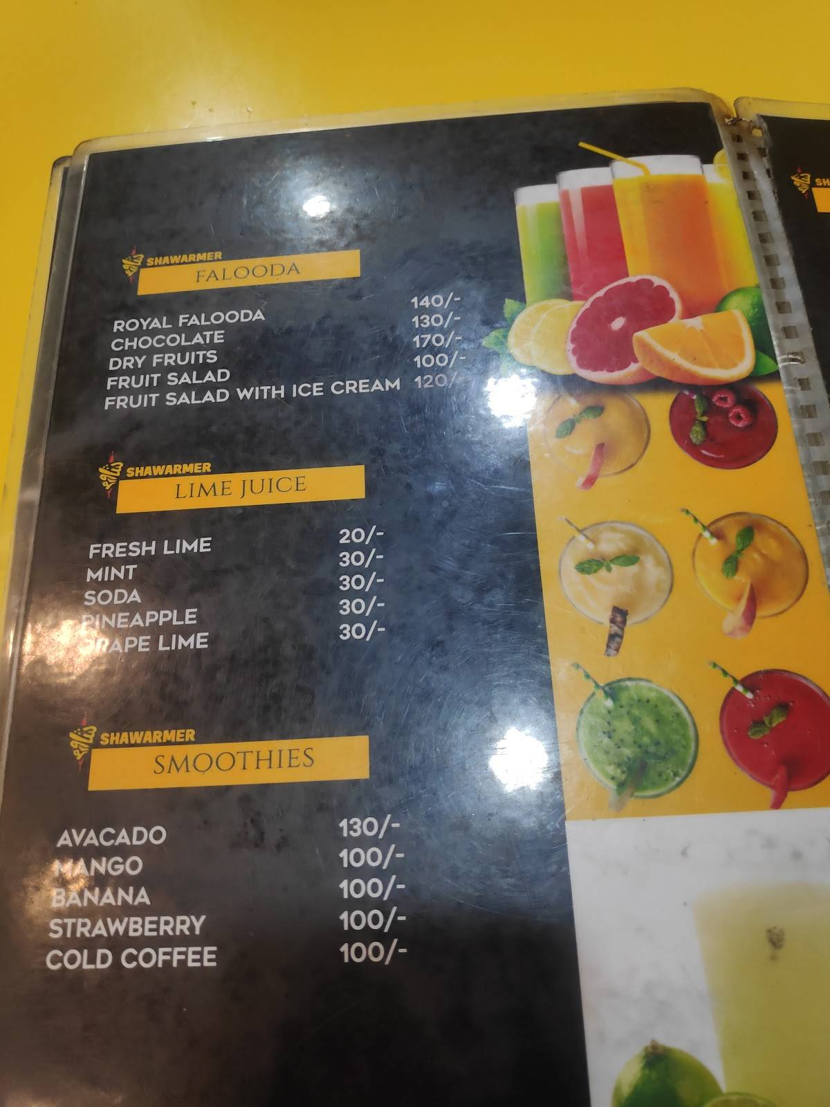 Shawarmer menu