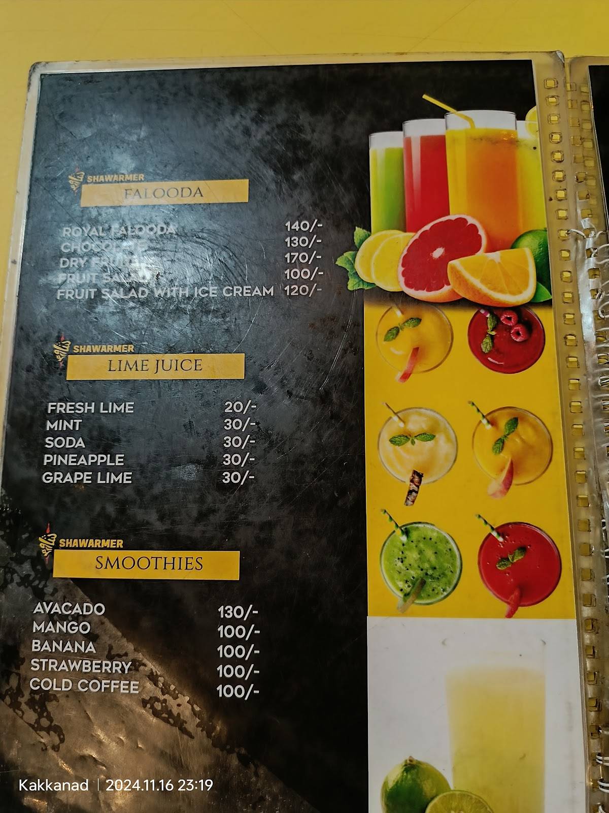 Shawarmer menu