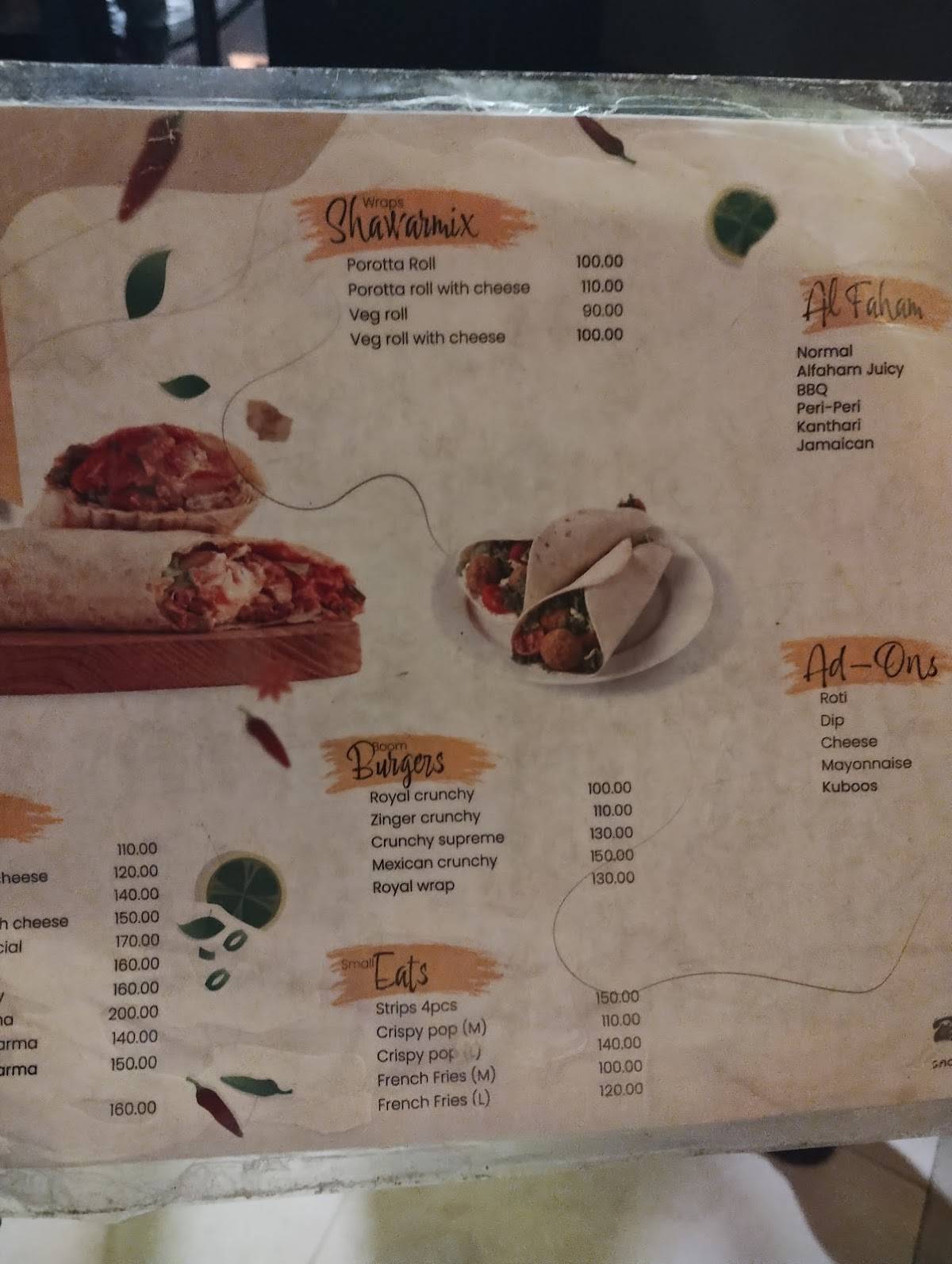 Shawarmix Thodupuzha menu