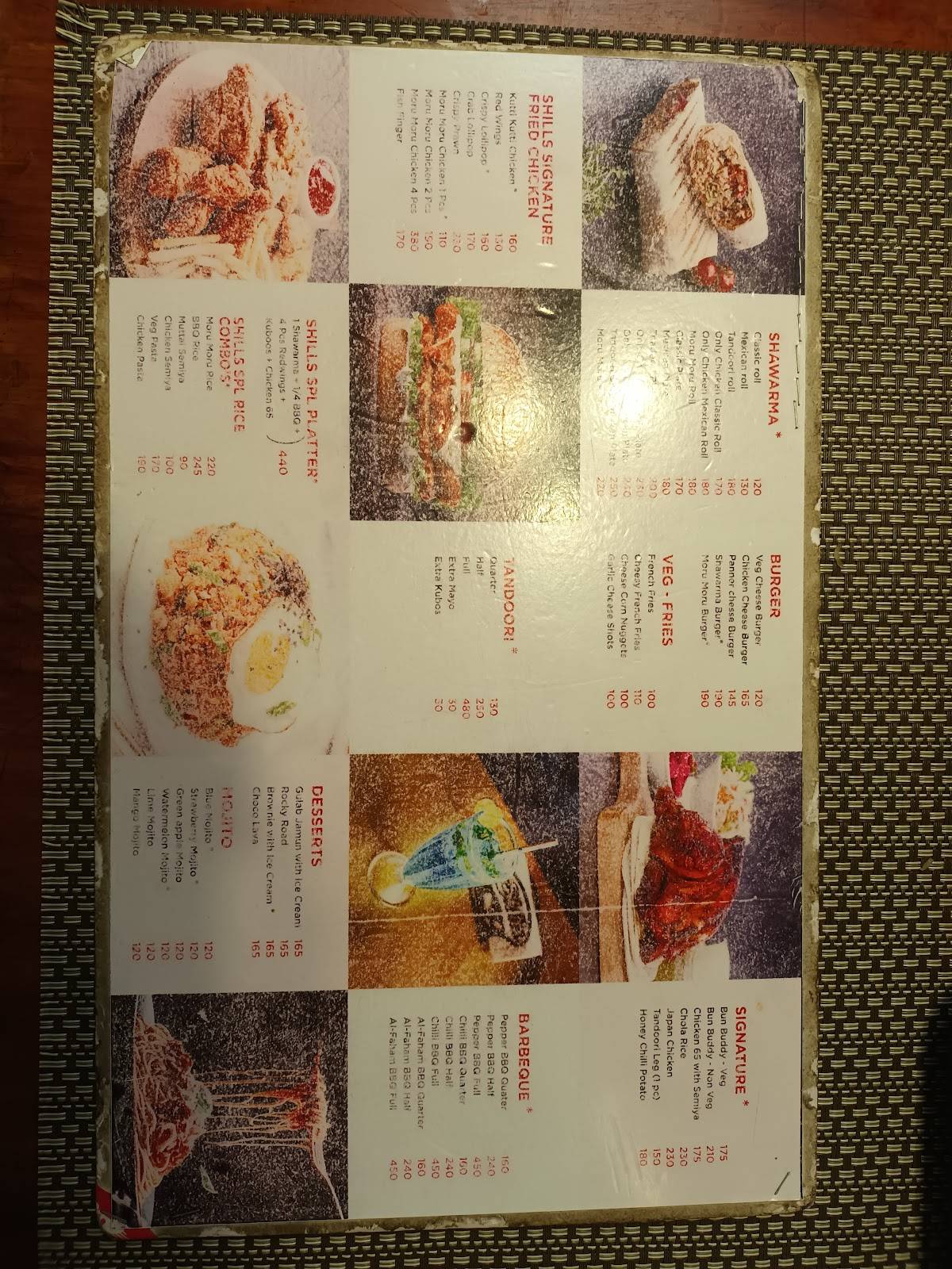Shills menu