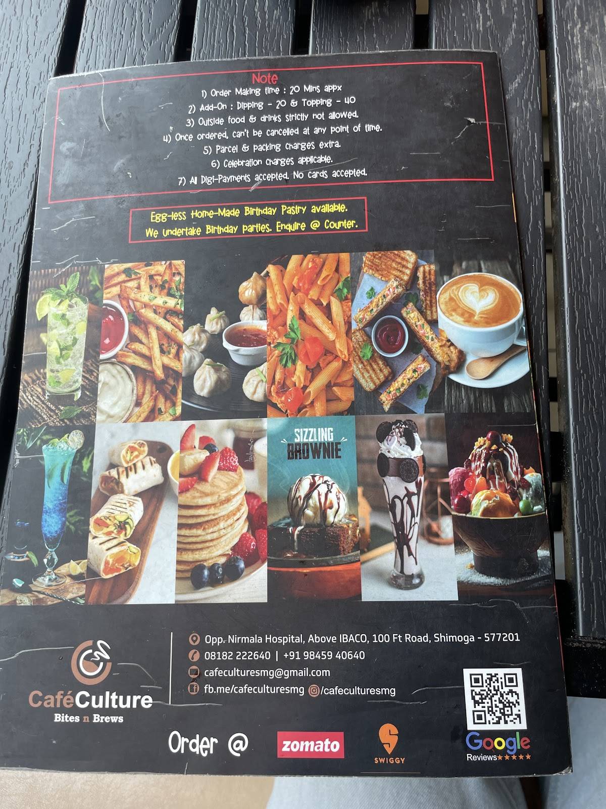CAFE CULTURE menu