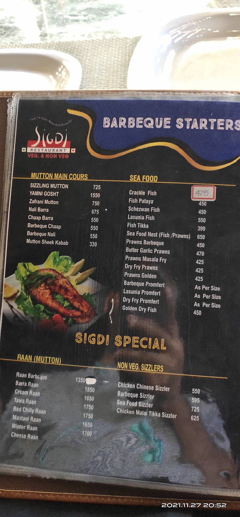 Sigdi Restaurant Ahmedabad menu