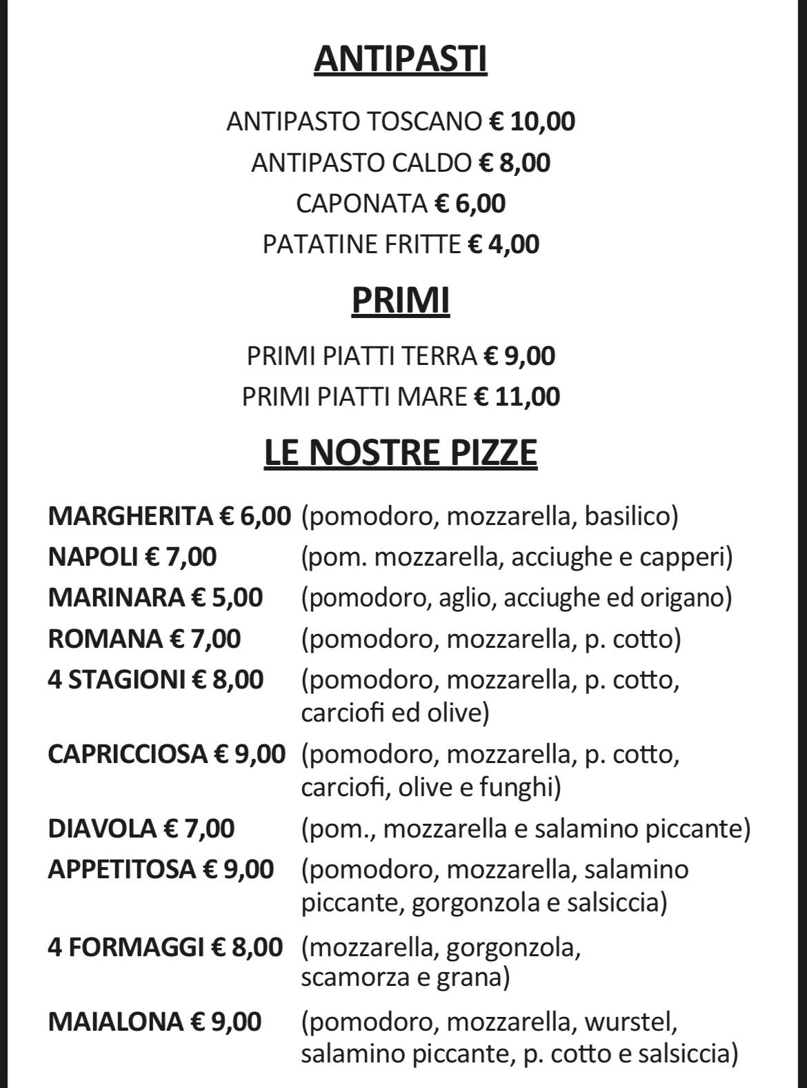 Menu di Ristorante Il Castello Di Signa 