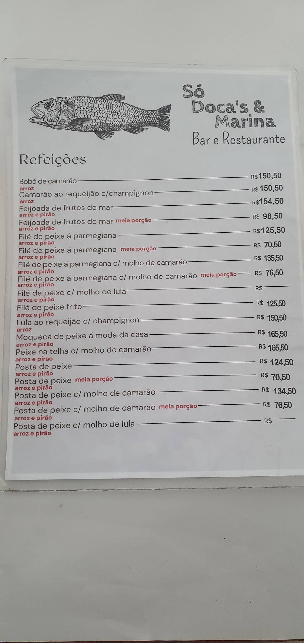 Só Docas Bar e Restaurante cardápio
