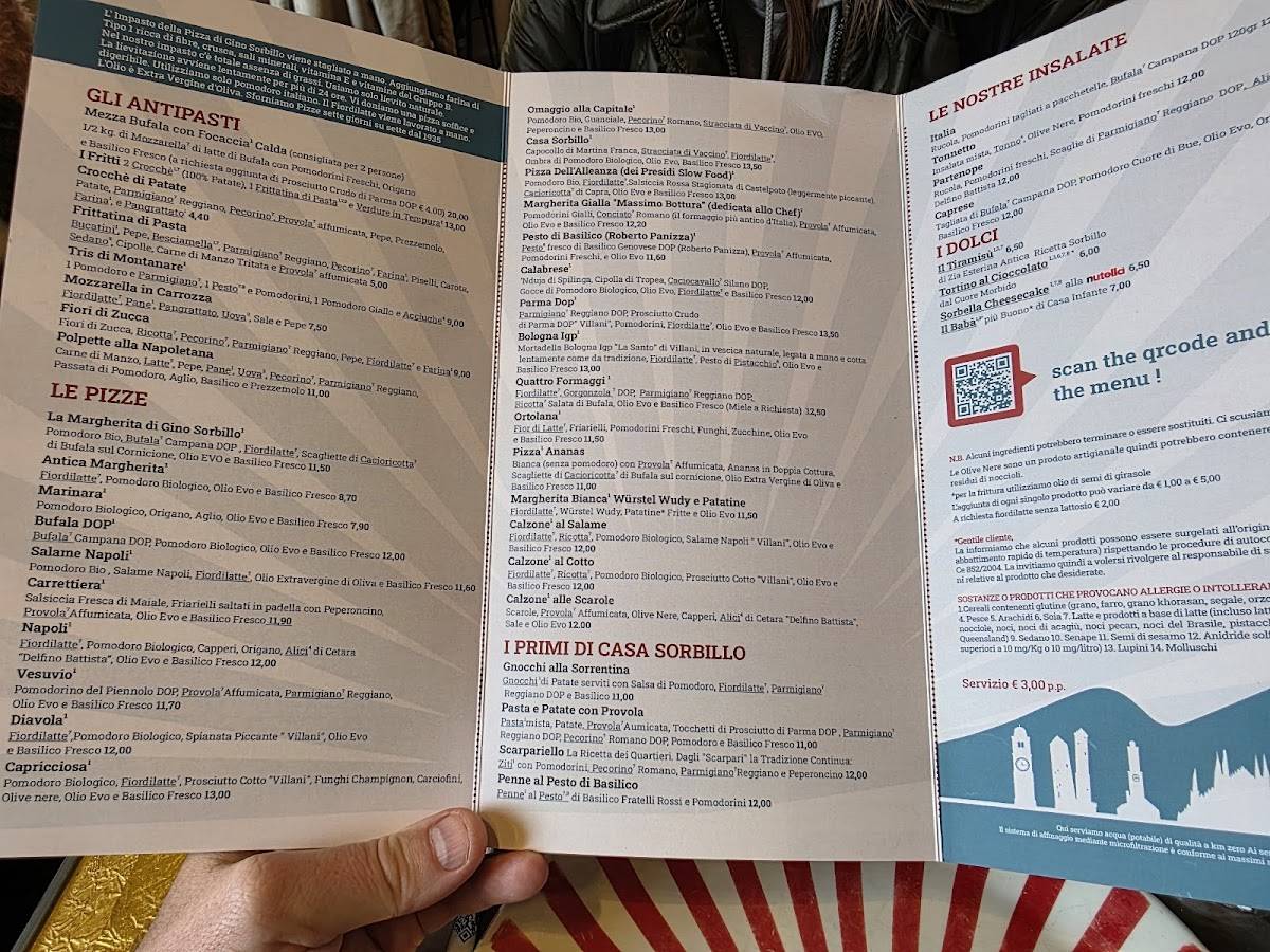 Menu de Sorbillo Roma