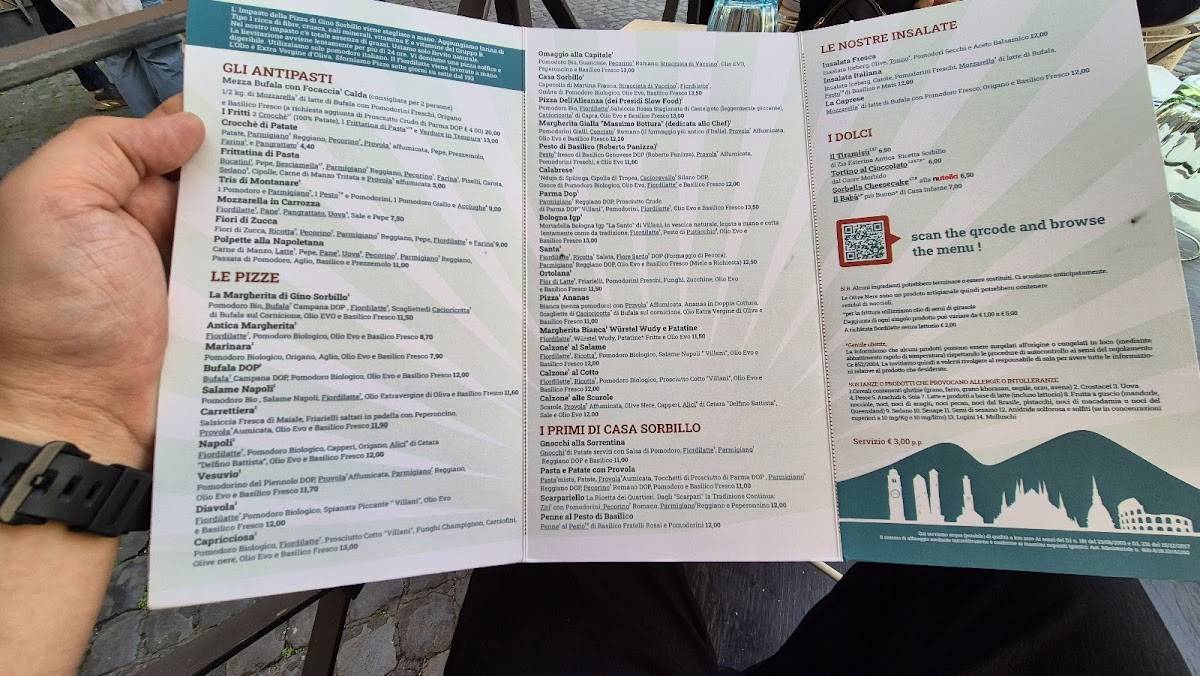 Menu de Sorbillo Roma