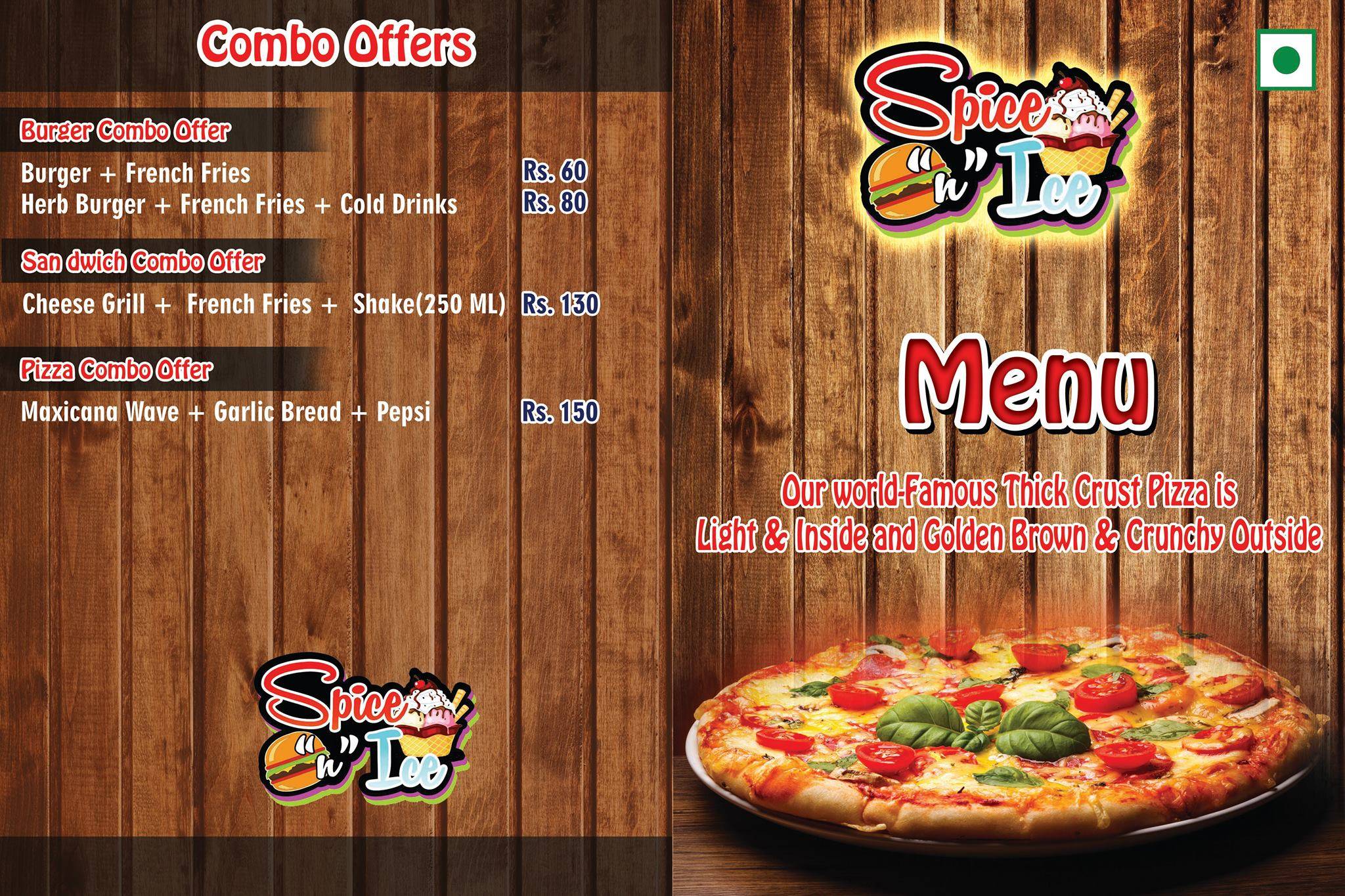 Spice n Ice cafe menu
