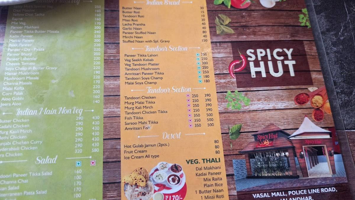 Spicy Hut menu
