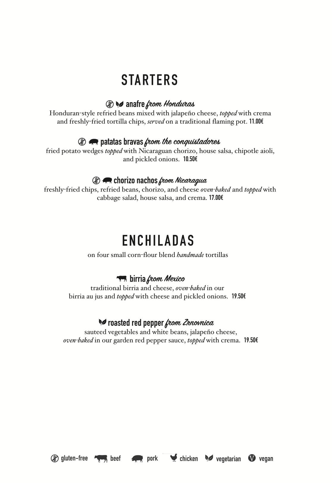 Menu di To Je Tako Mexican Restaurant 