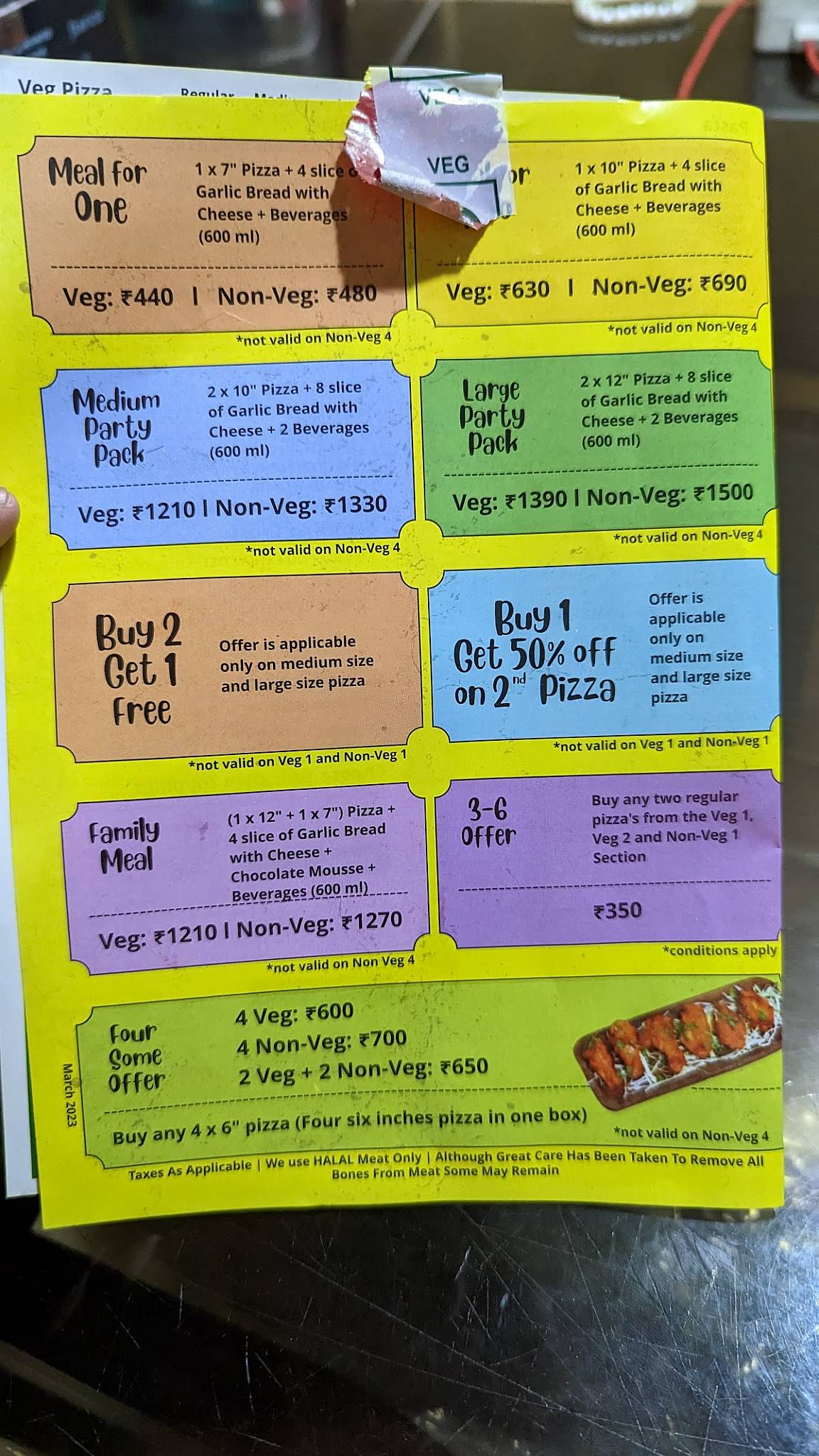Square Pizza menu