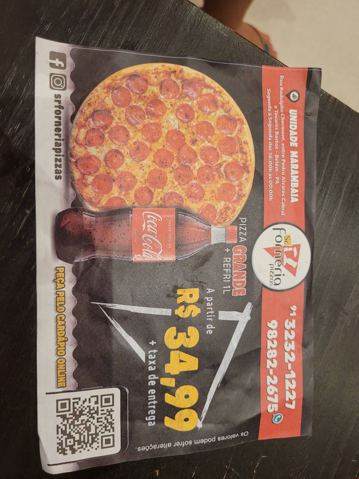 Sr. Forneria Pizzas Marambaia cardápio