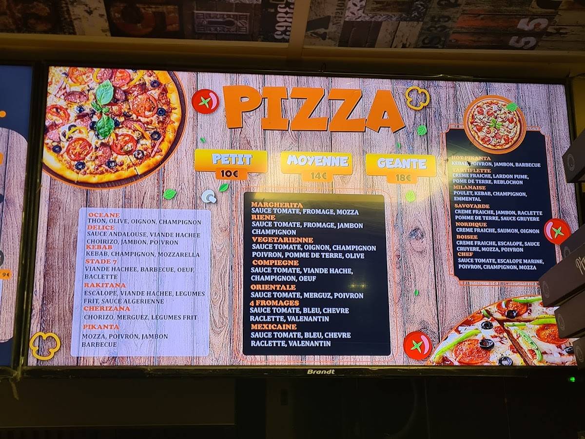 Menu de Pizzeria stade 7 snack