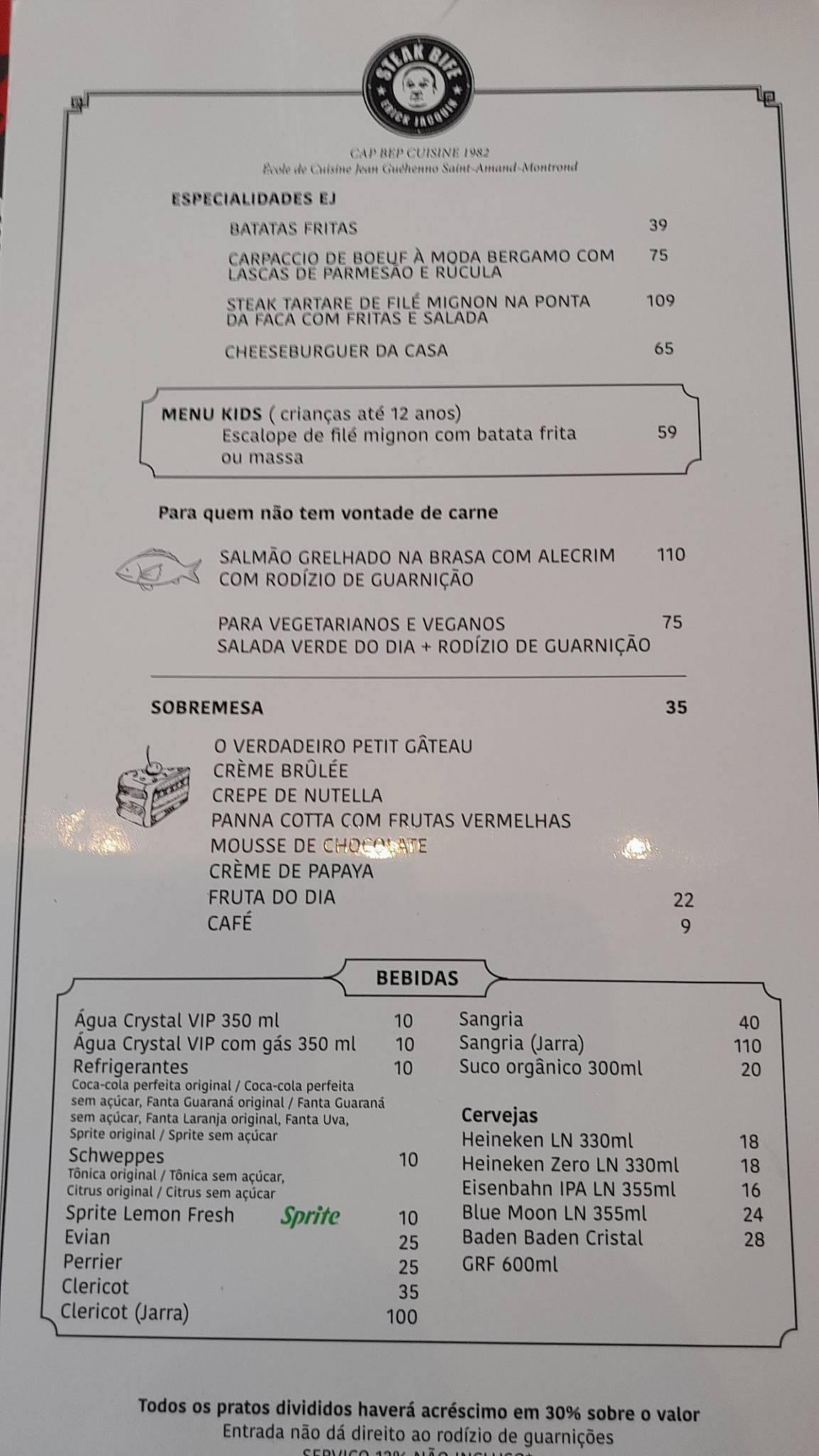 Steak Bife - Chef Erick Jacquin (Rebouças) cardápio