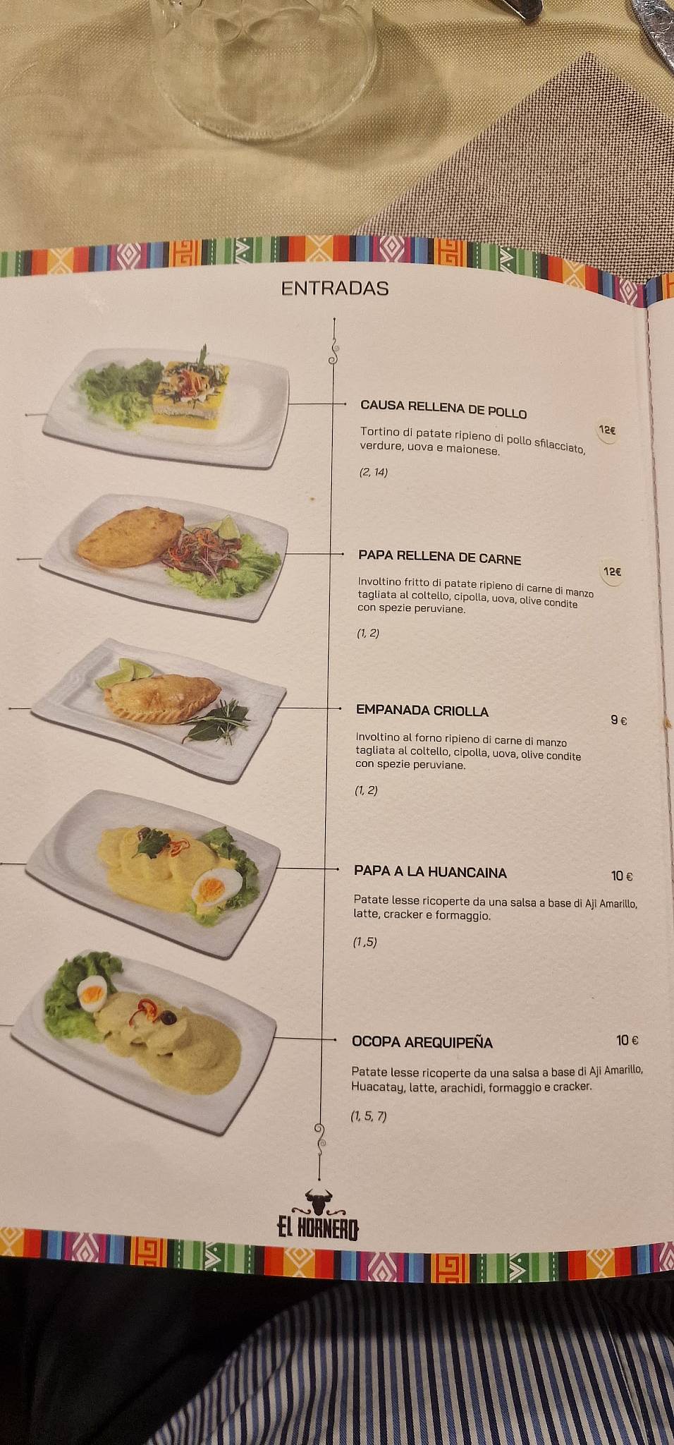 Menu di El Hornero 
