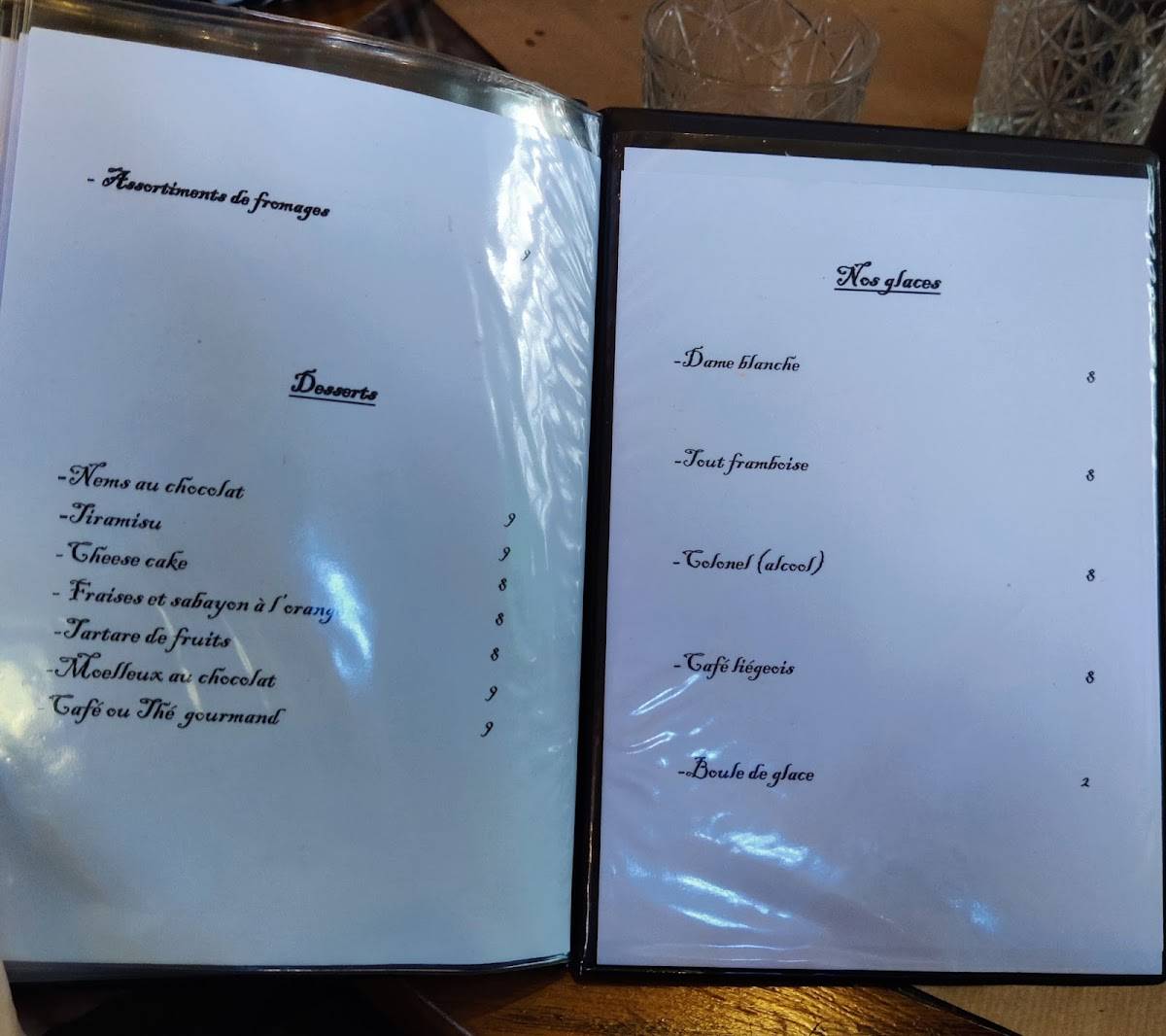 Menu de La Jeep