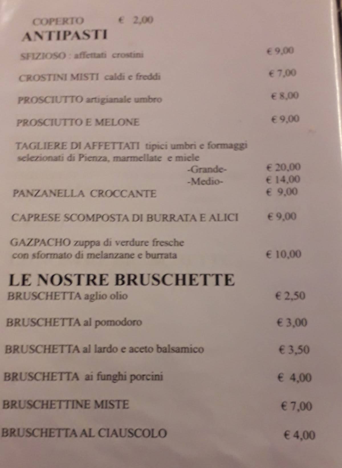 Menu di Ristorante Il Focolare 