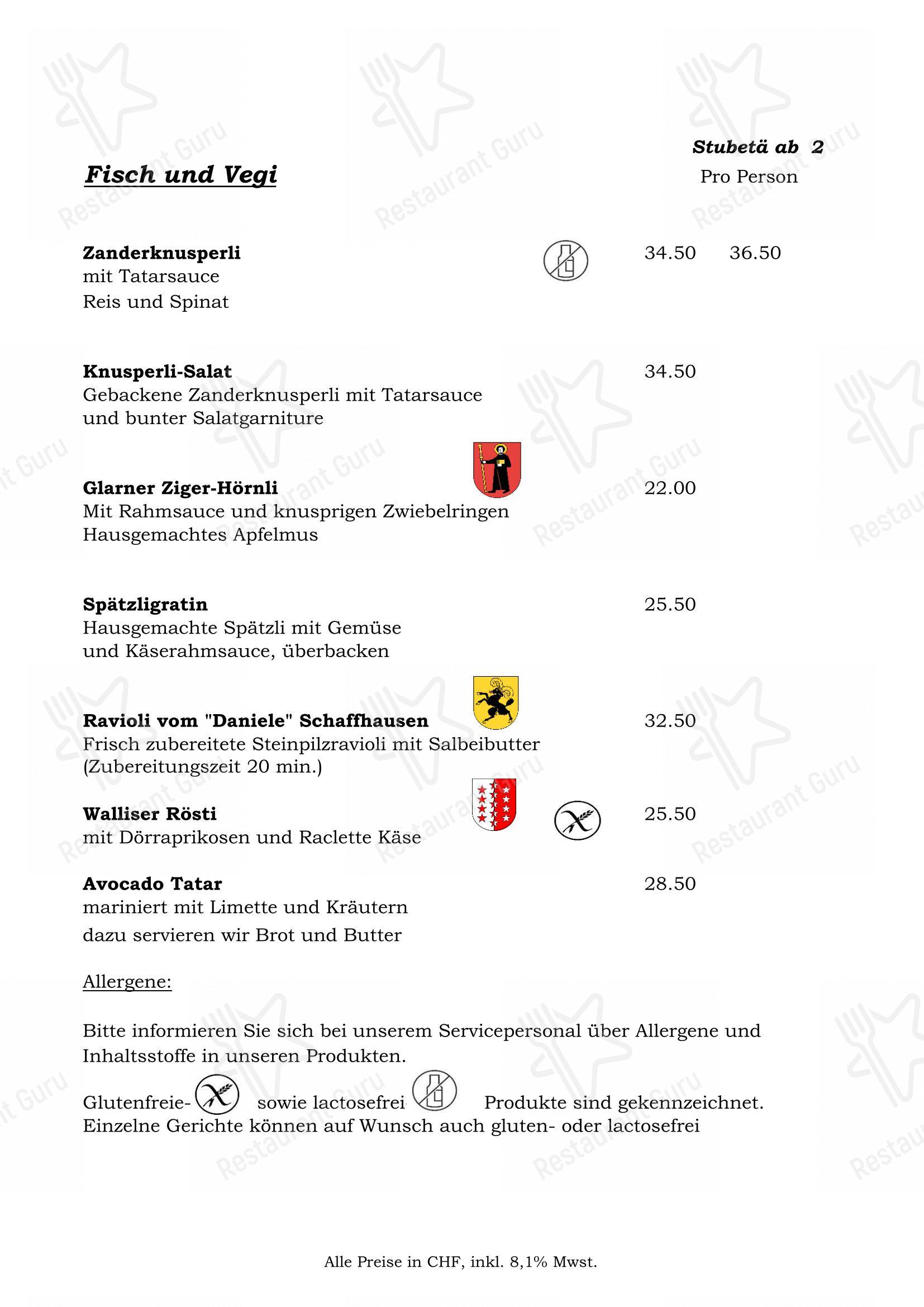 Menu per Stube Marthalen in Marthalen