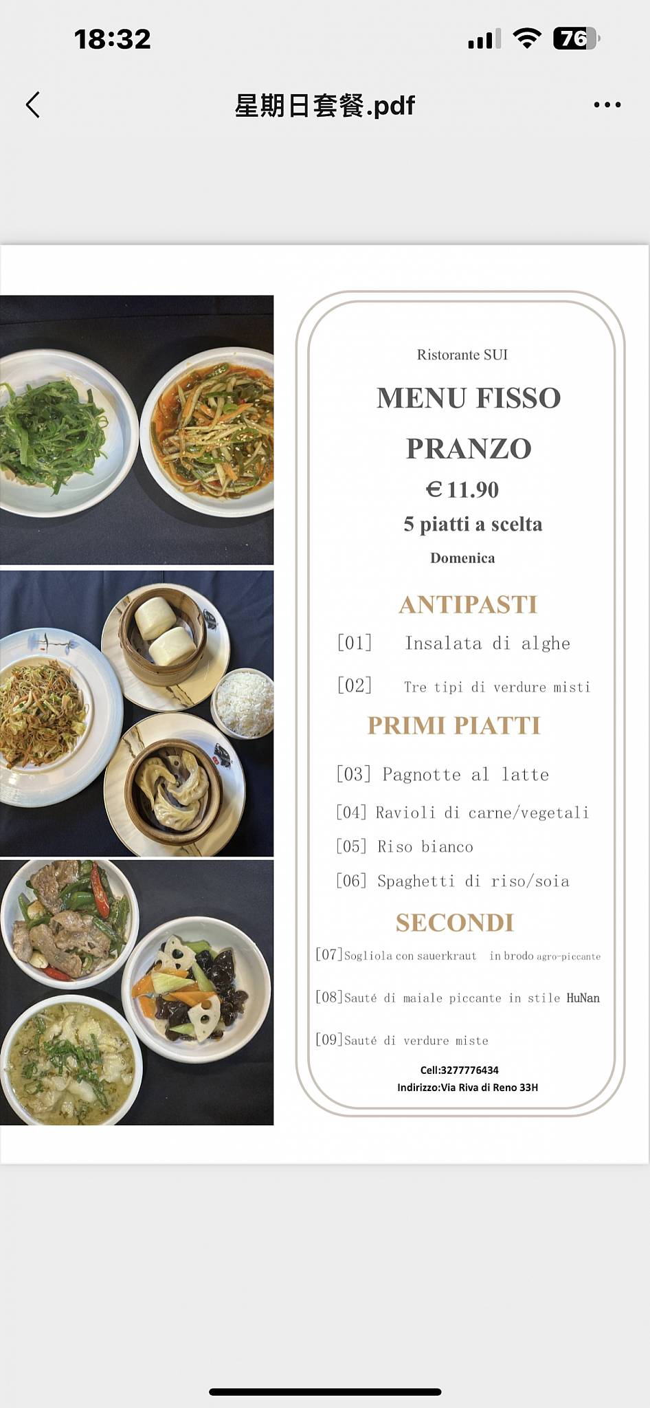 Menu di Ristorante Cinese Sui 
