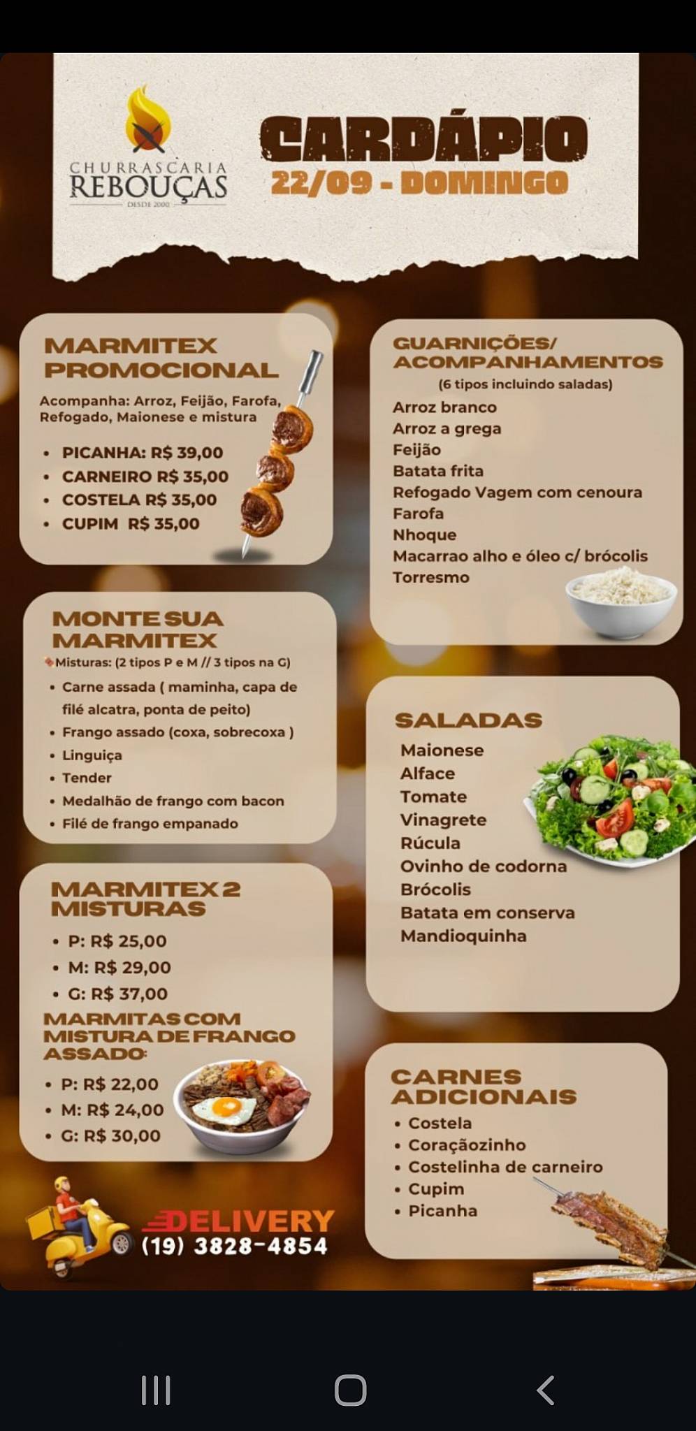 Churrascaria Rebouças cardápio
