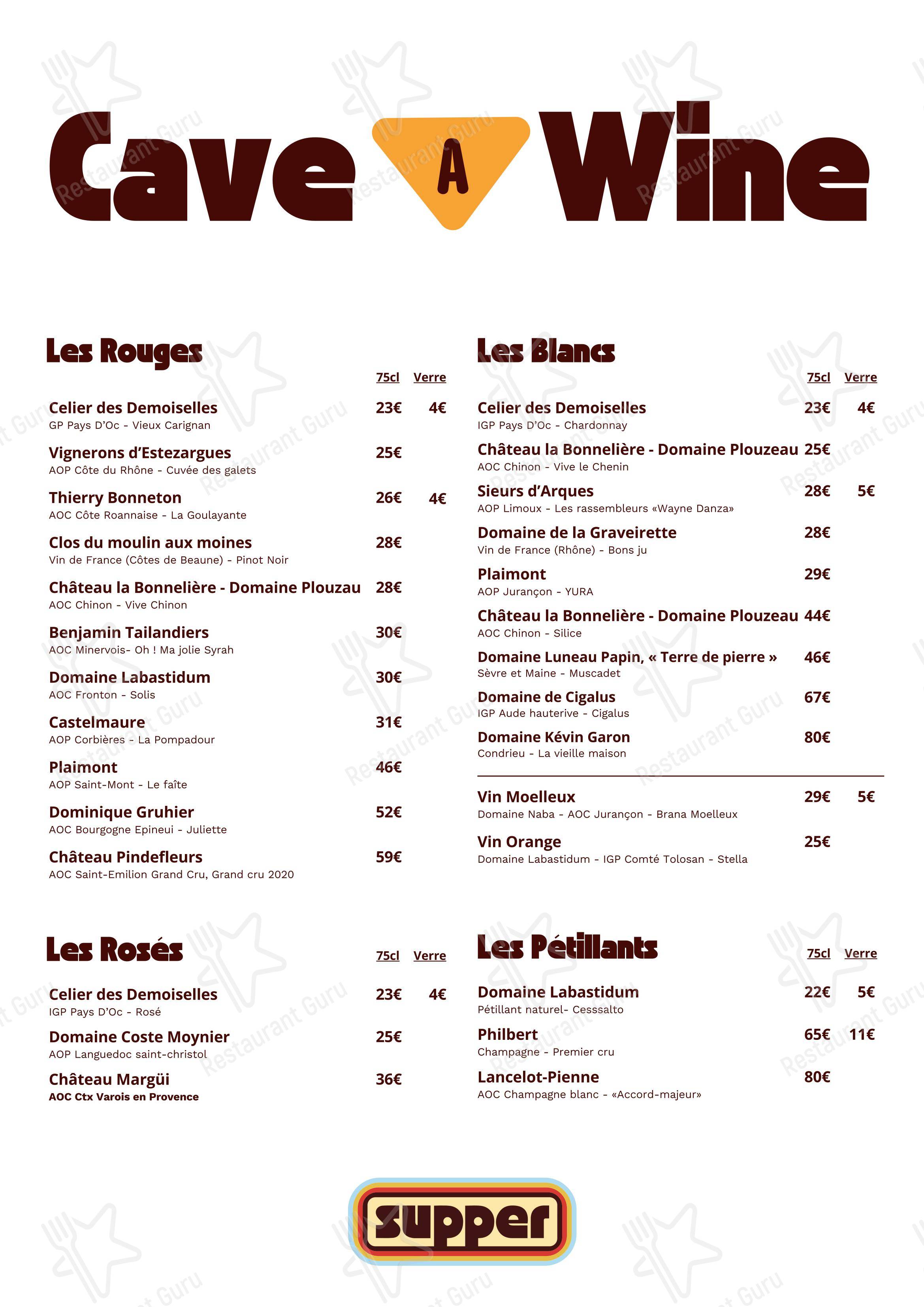 Menu pour Supper Bar Restaurant dans Labège