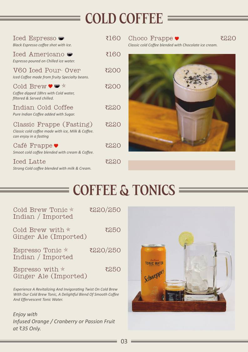 Coffee King menu