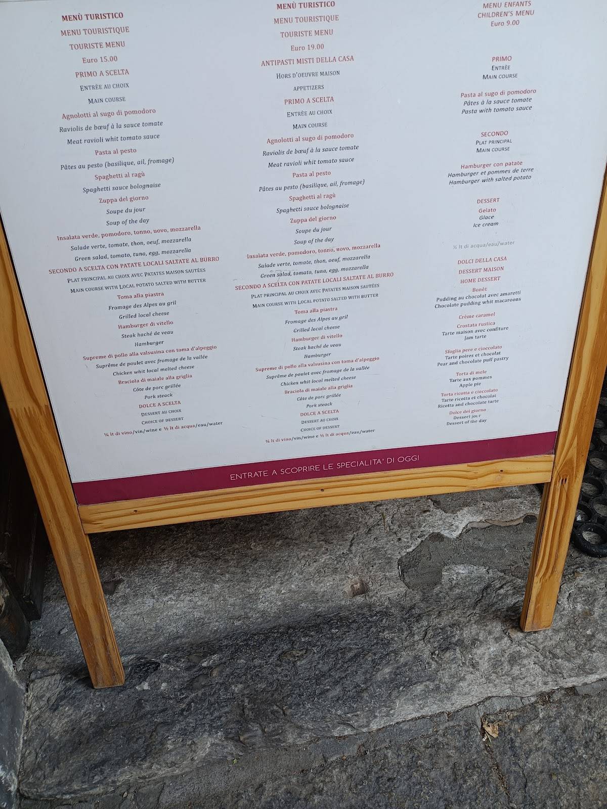 Menu di Cantine Meana 