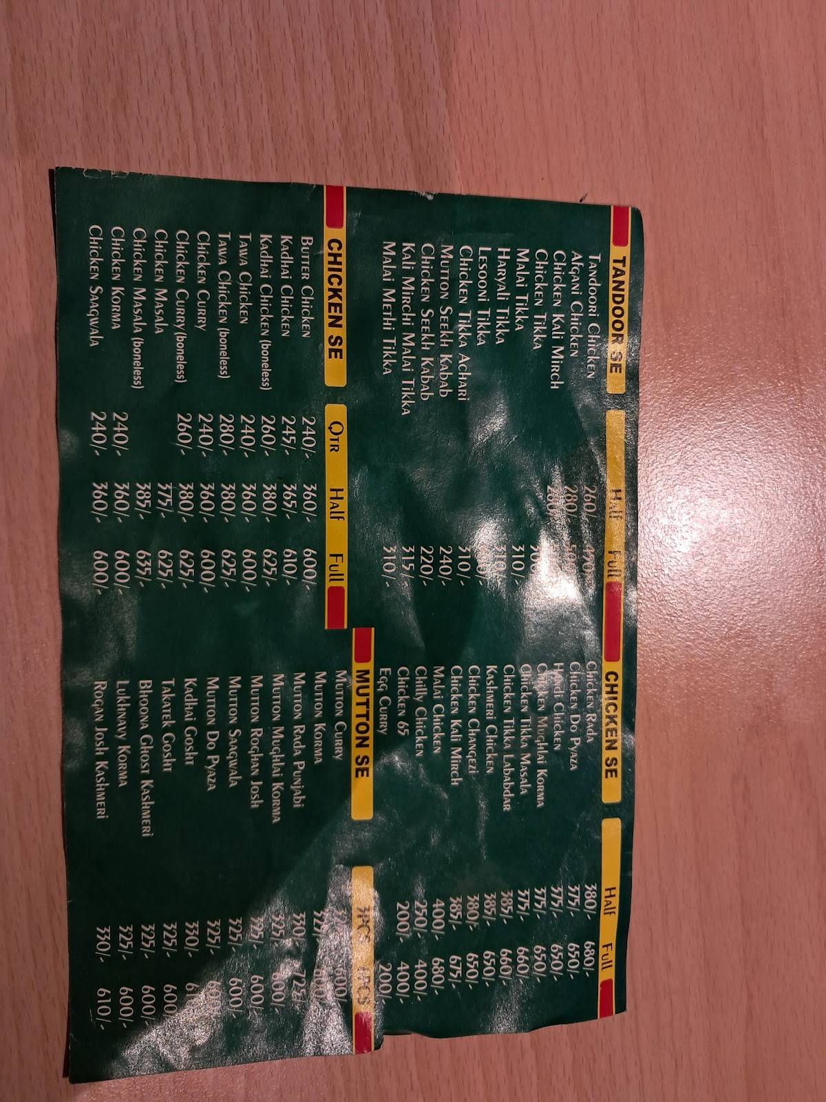 Sweets & Spices menu