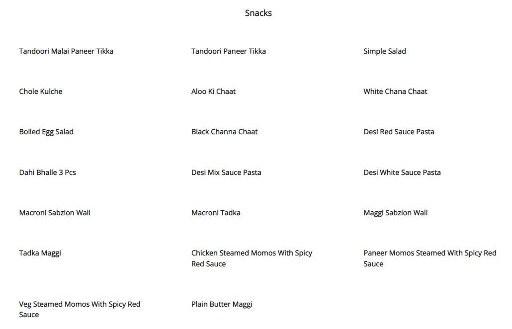 Sweety's Kitchen menu