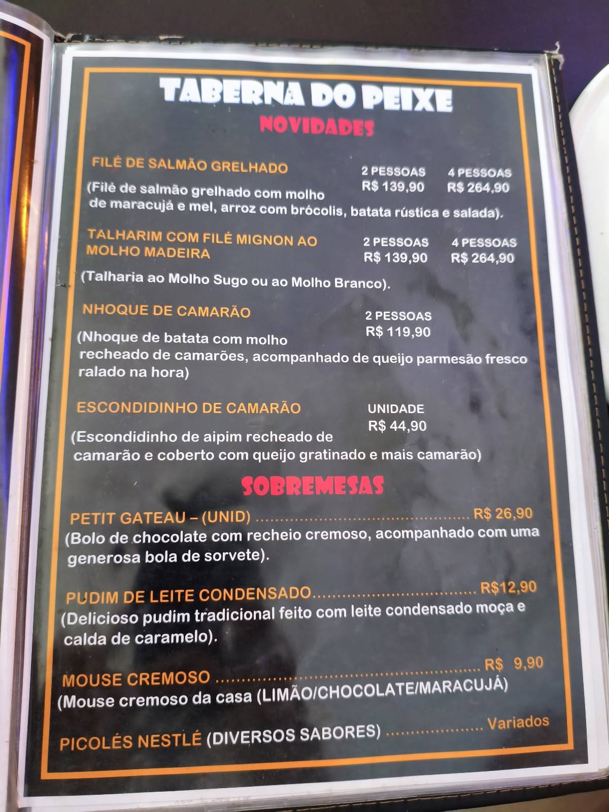 TABERNA DO PEIXE - NILÓPOLIS cardápio