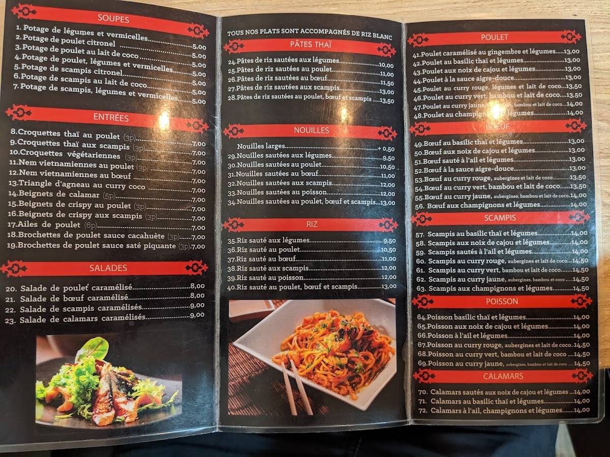 Menu de Thaï Moury