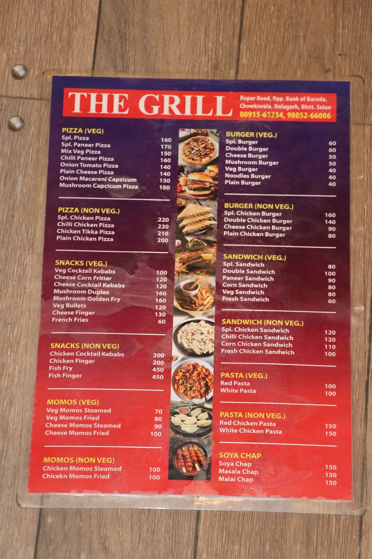 THE GRILL RESTAURANT AND CAFE menu