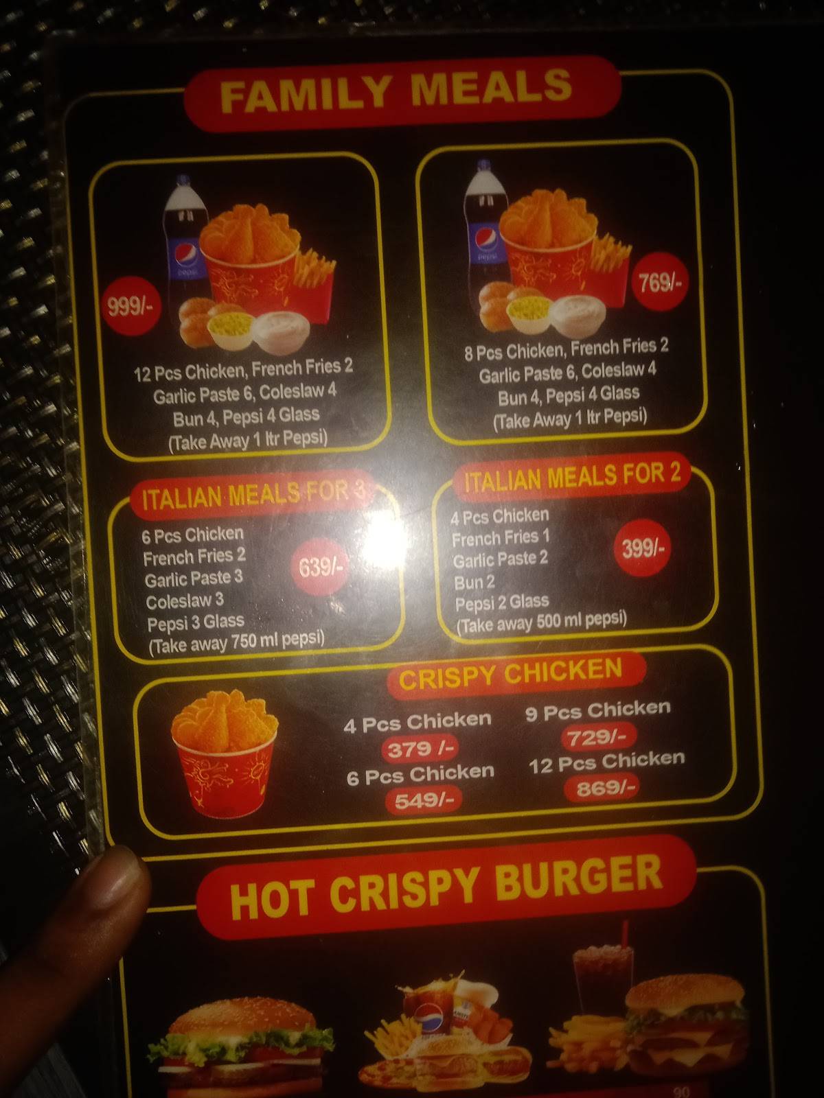 THE ITALIAN CAFE menu