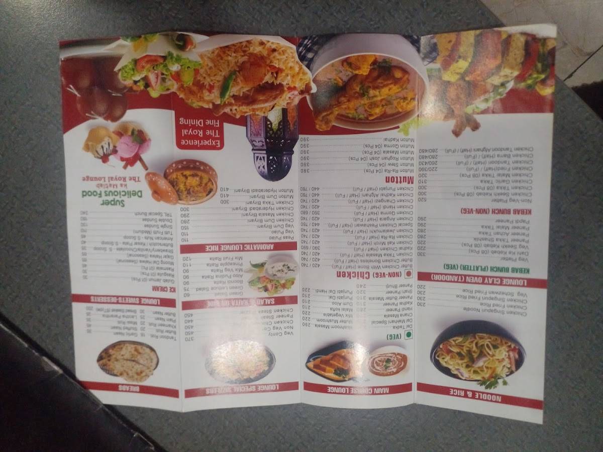 THE ROYAL LOUNGE menu