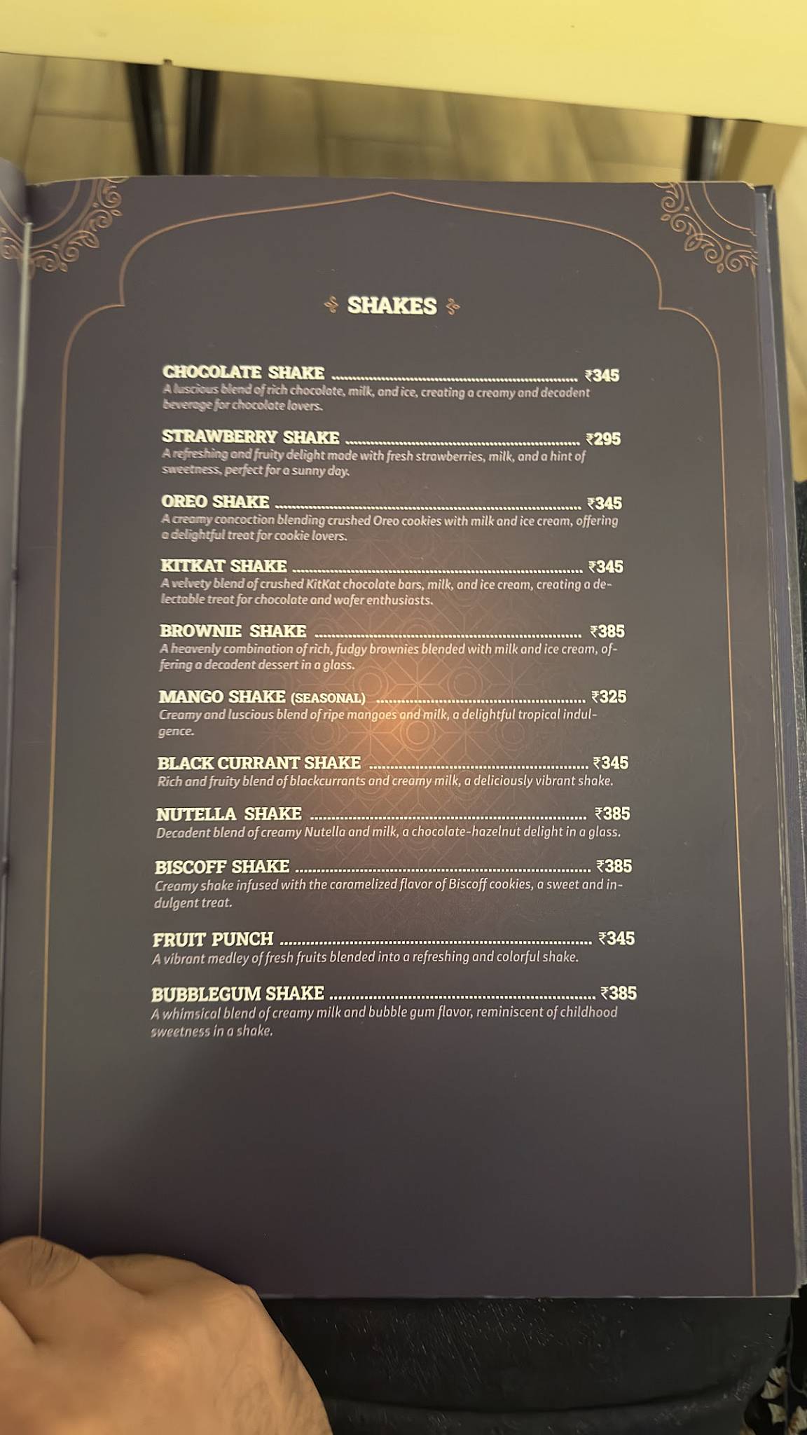 THRONES menu