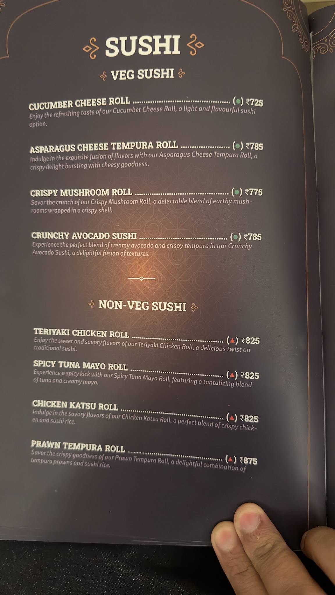 THRONES menu