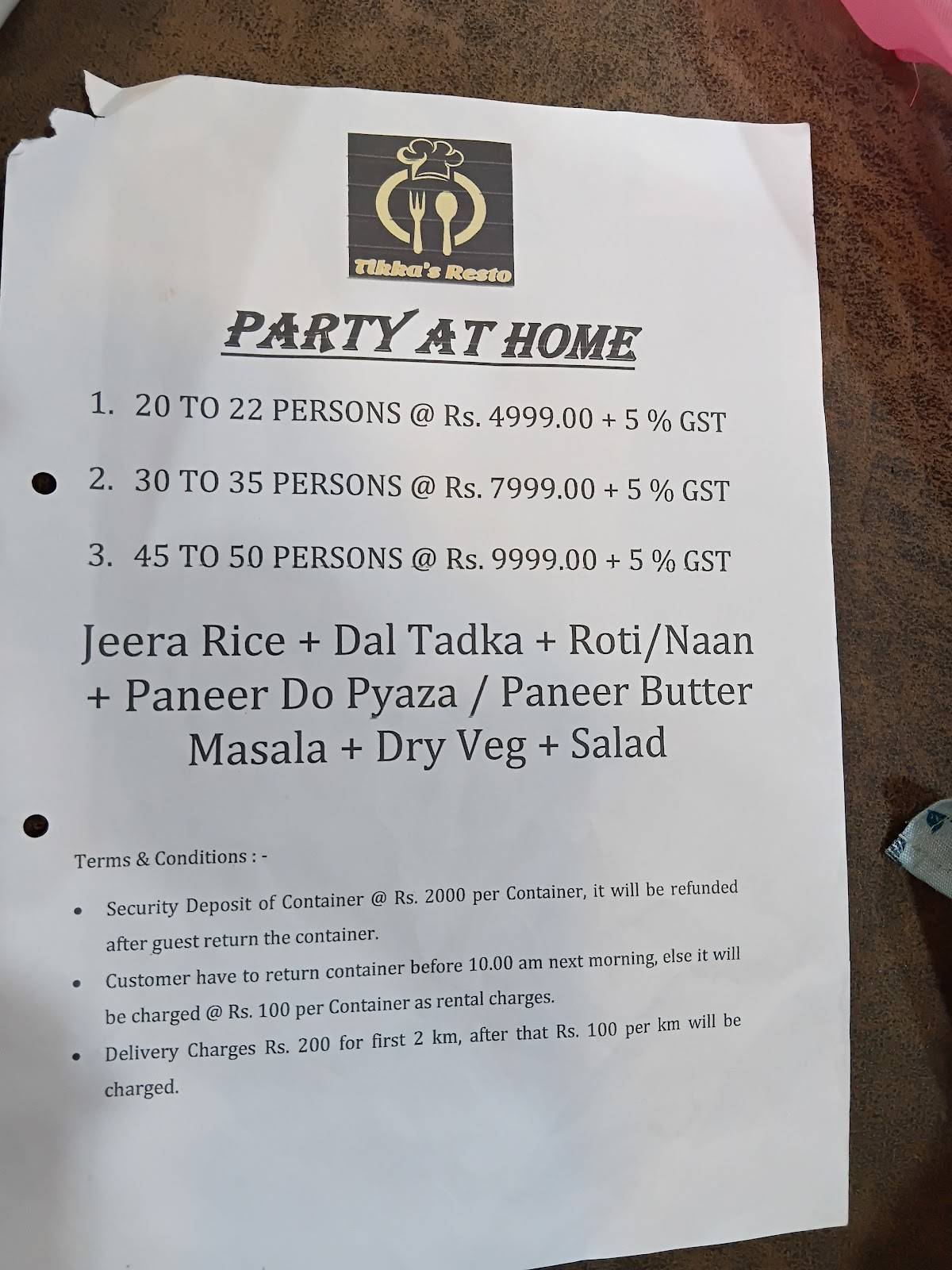 TIKKA'S RESTO menu