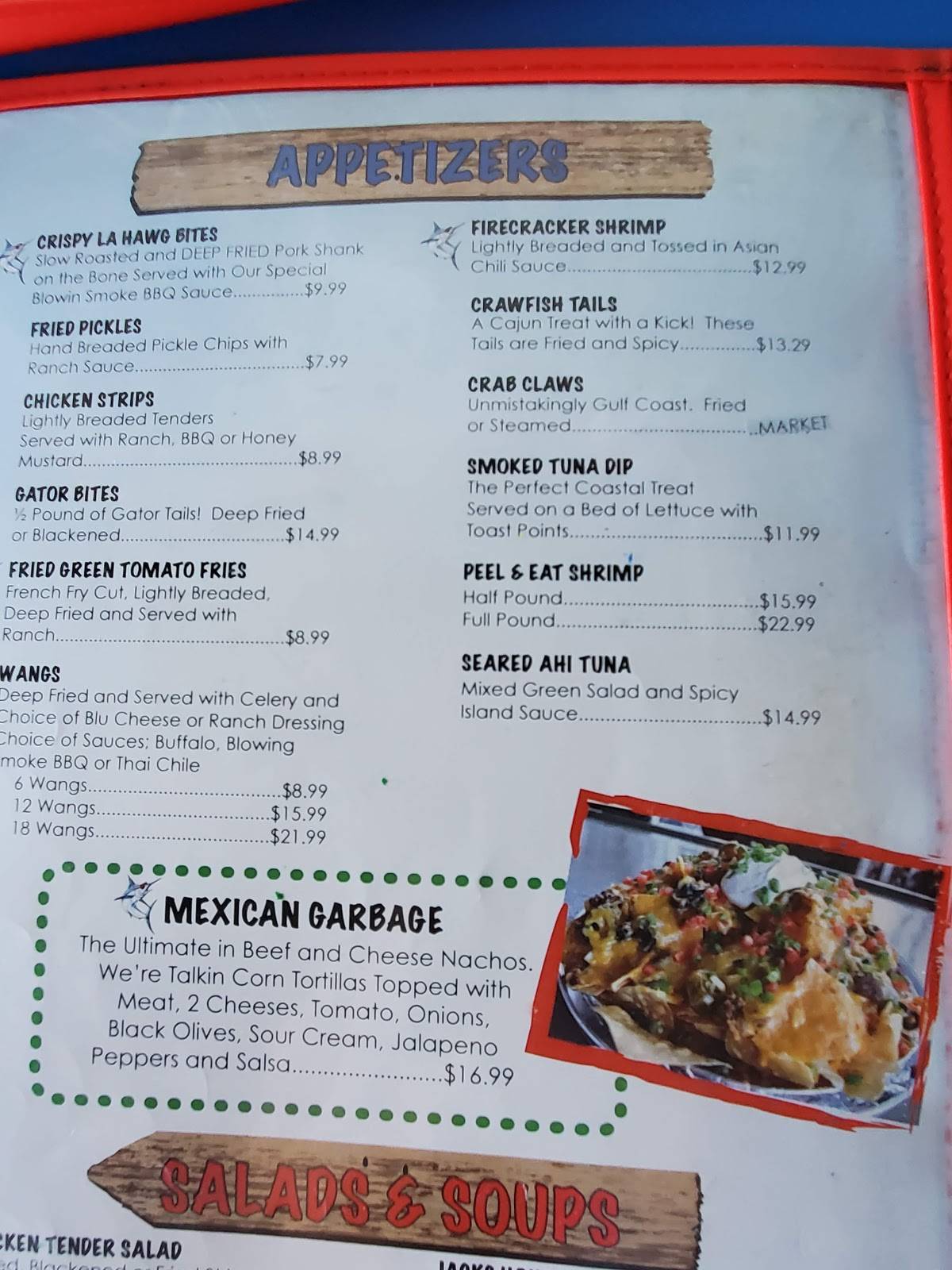Menu at Tacky Jacks Orange Beach pub & bar, Orange Beach, Safe Harbor Dr