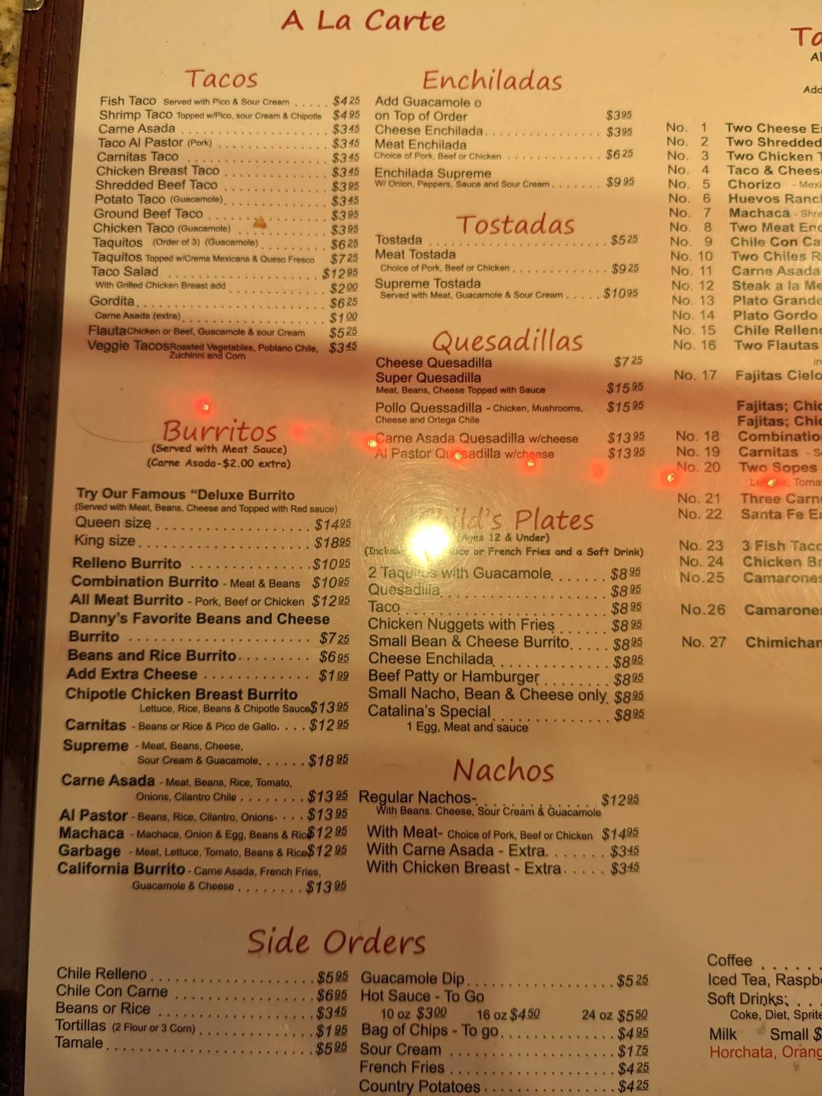 Menu at Taco Joe's Mexican Restaurant, Rialto